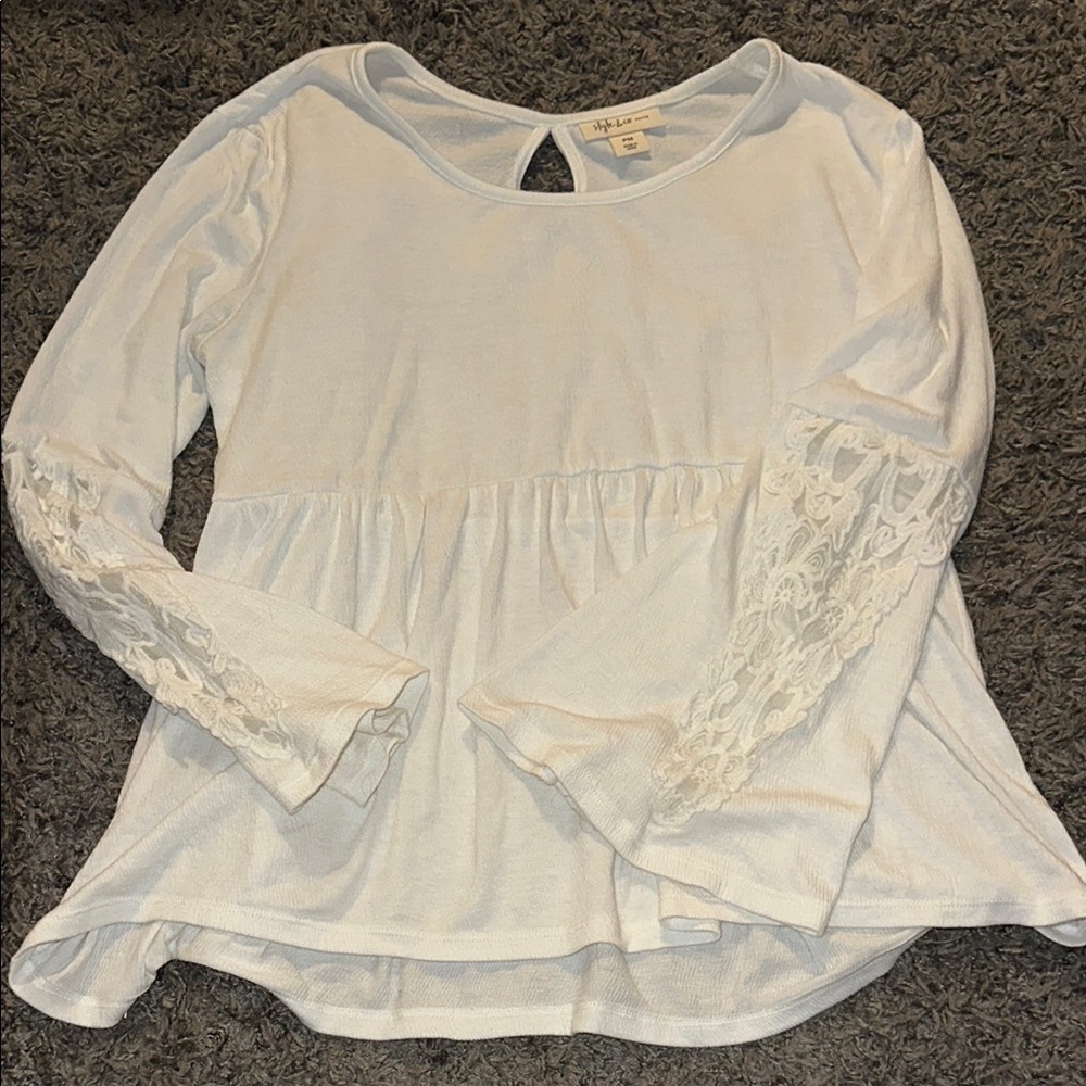 White Lace Sleeve Top